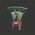 Ornate Fantasy Weapon Design With Green Silver Accents And Central Green Gemstone