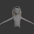 Game and Movie Character 3D Model Featuring Brown Long Straight Hair and White Face