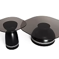 Elegant Glass Top Side Table with Black Base and Decorative Design Features 3d model