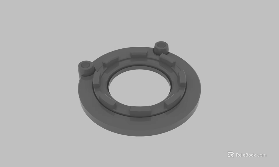 Gray Circular Mechanical Component With Center Hole And Protruding Edge Structures 3d model 