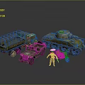 Vintage Military Vehicle Models Including Truck Tank Jeep And Motorcycle With Soldier Figure