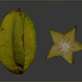 Star Shaped Carambola Fruits With Yellow Red Edges Whole And Sliced On Dark Background