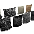 Decorative Pillows With Various Geometric Patterns Textured Fabrics And Neutral Tones 3d model
