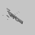 Tactical Black Submachine Gun With Detachable Magazine Red Dot Sight And Bullet Shells