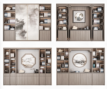 New Chinese Bookcase Combination 3d model