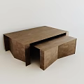 Modern Brown Wooden Coffee Table With Geometric Shape And Two Piece Structure 3d model