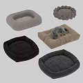 Various Styles of Cozy Pet Beds with Soft Cushions and Dog Resting Comfortably