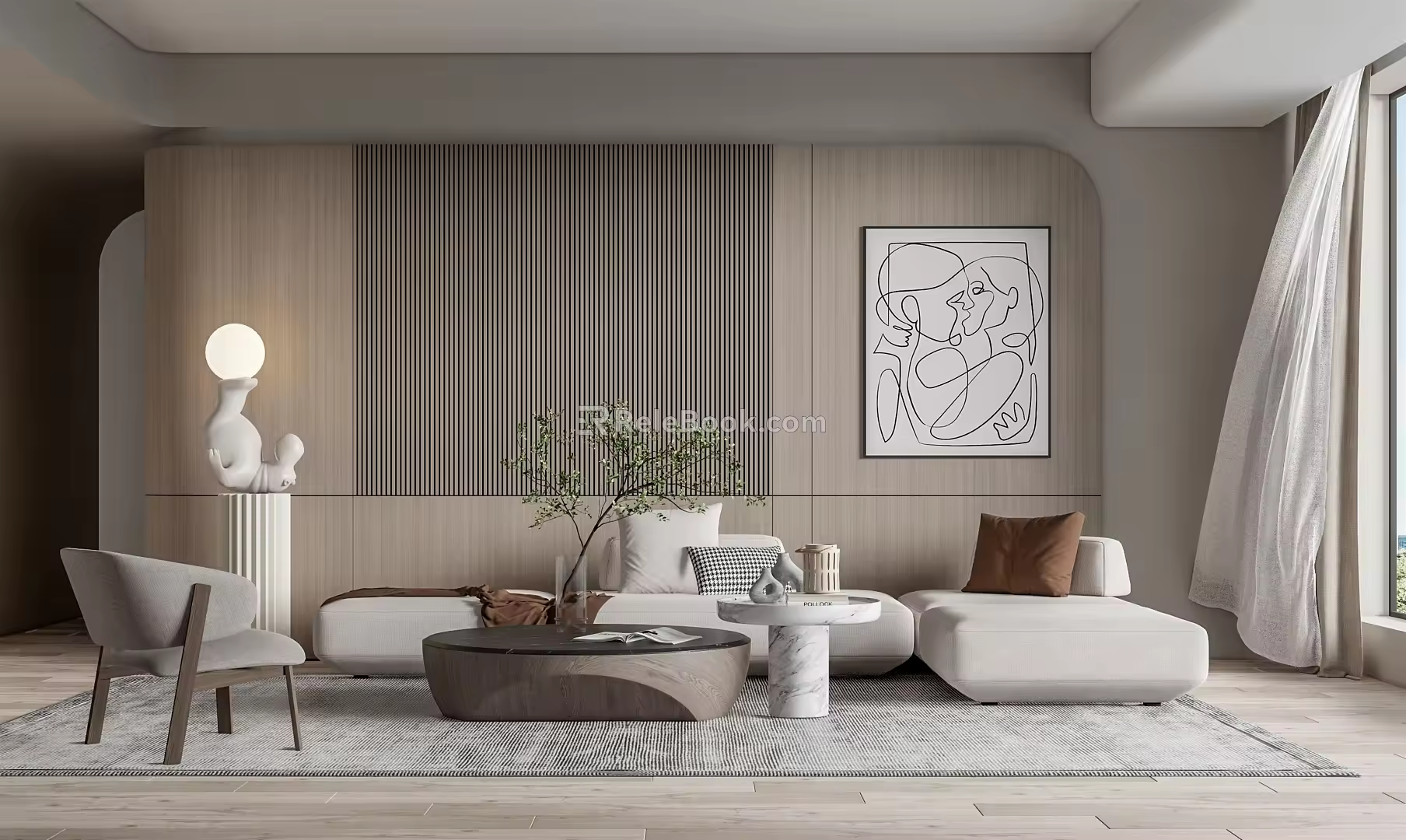 Modern sofa coffee table combination 3d model