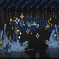Inflatable Wedding Decorations with Cloud Backdrop Balloons Stars Lights and Flower Arrangements