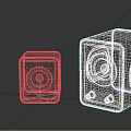 Two Cube Shaped Gray Speakers With Different Sizes And Circular Sound Drivers Design 3d model