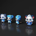 Cute Game And Movie Characters In Blue Outfits With Adorable Expressions