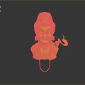 3D Human Character With Bun Hairstyle Large Earrings Smoking Pipe Necklace And Colorful Clothing
