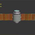 Spacecraft With Orange Solar Panels And Cylindrical Module On Reflective Surface