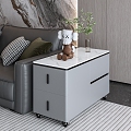 Modern Living Room Sofa Side Table Removable Leather Side Cabinet Rock Board Countertop Living Room Coffee Table Small Table 3d model