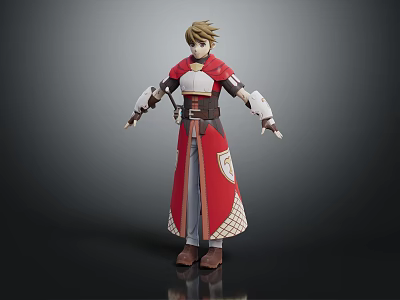 Red Robe Warrior Character And Wolf Creature In Fantasy Adventure Setting 3d model