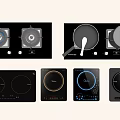 Various Modern Kitchen Appliances Including Gas Electric Induction Cooktops With Pans