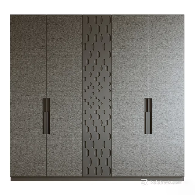 Modern Minimalist Console And Side Cabinet With Perforated Panel And Metal Handles 3d model 