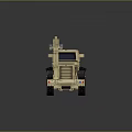 Tan Military Tank With Six Wheels Top Mechanical Arm And Windows