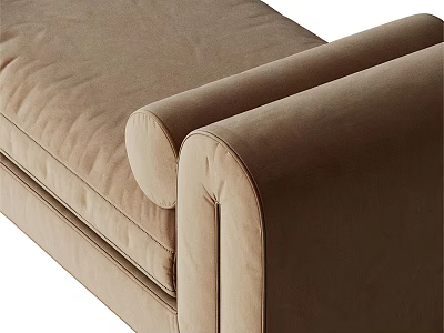 Beige Plush Velvet Lounge Chair With Comfortable Armrests And Modern Design 3d model
