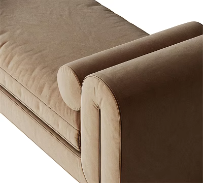 Beige Plush Velvet Lounge Chair With Comfortable Armrests And Modern Design 3d model