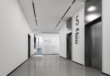 modern elevator hall office elevator hall 3d model