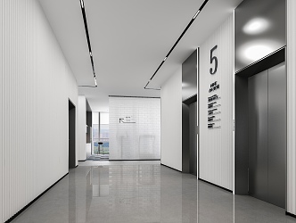 modern elevator hall office elevator hall 3d model