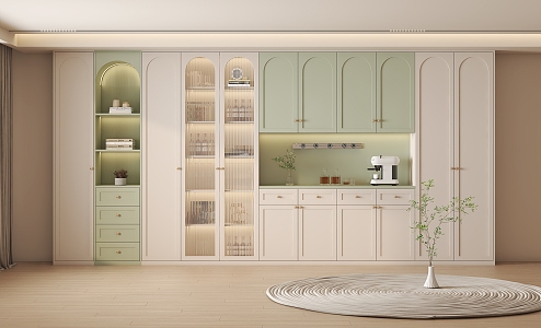 French Wine Cabinet Cream Wine Cabinet 3d model