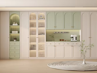 French Wine Cabinet Cream Wine Cabinet 3d model