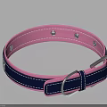 Stylish Pink And Navy Blue Pet Collar With Metal Buckle And Rivets