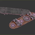 Unique Vintage Skateboard Design With Wooden Deck Mechanical Gears And Metal Parts