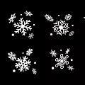 White Snowflake Ornaments with Decorative Dots on Black Background Design 3d model