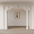 Elegant White Decorative Archway With Columns And Wall Art In Interior Space 3d model