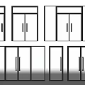 Assorted Modern Glass Door And Window Designs With Black Frames 3d model