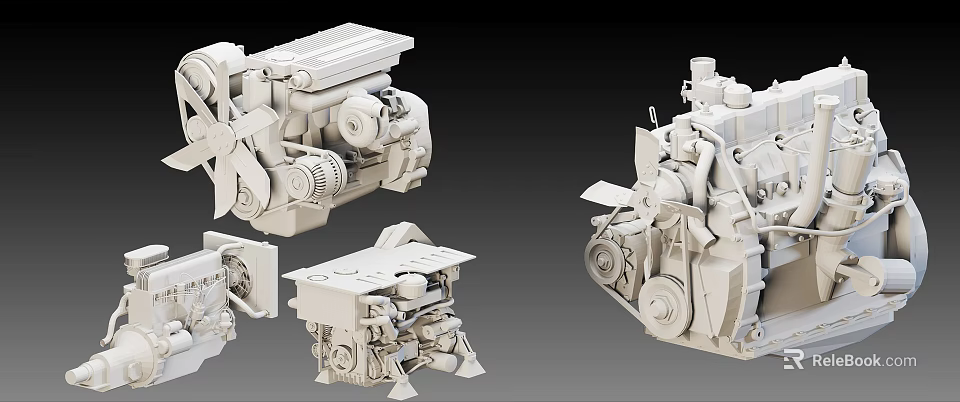 Industrial Mechanical Equipment with Precision Engine Parts and Gear Mechanism Components 3d model 