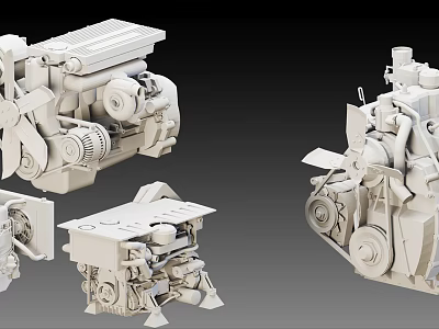 Industrial Mechanical Equipment with Precision Engine Parts and Gear Mechanism Components 3d model