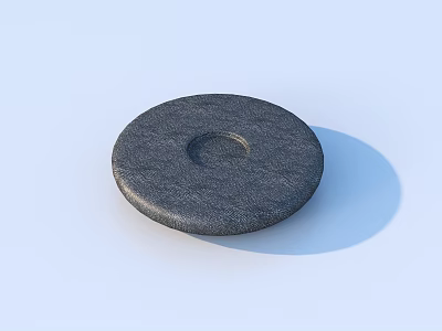 Detailed Handcrafted Circular Stone Sculpture with Textured Surface and Central Hole 3d model