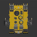 Yellow Mechanical Smart Machine with Tracked Base and Industrial Robotic Components 3d model