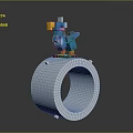Blue Bird Sculpture Standing On White Circular Base Modern Art Design