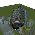 Modern High Rise Office Building With Greenery Covered Balconies And Glass Facade