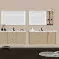 Modern Bathroom Vanity Cabinet With Lighted Mirror Double Sink And Storage Drawers 3d model