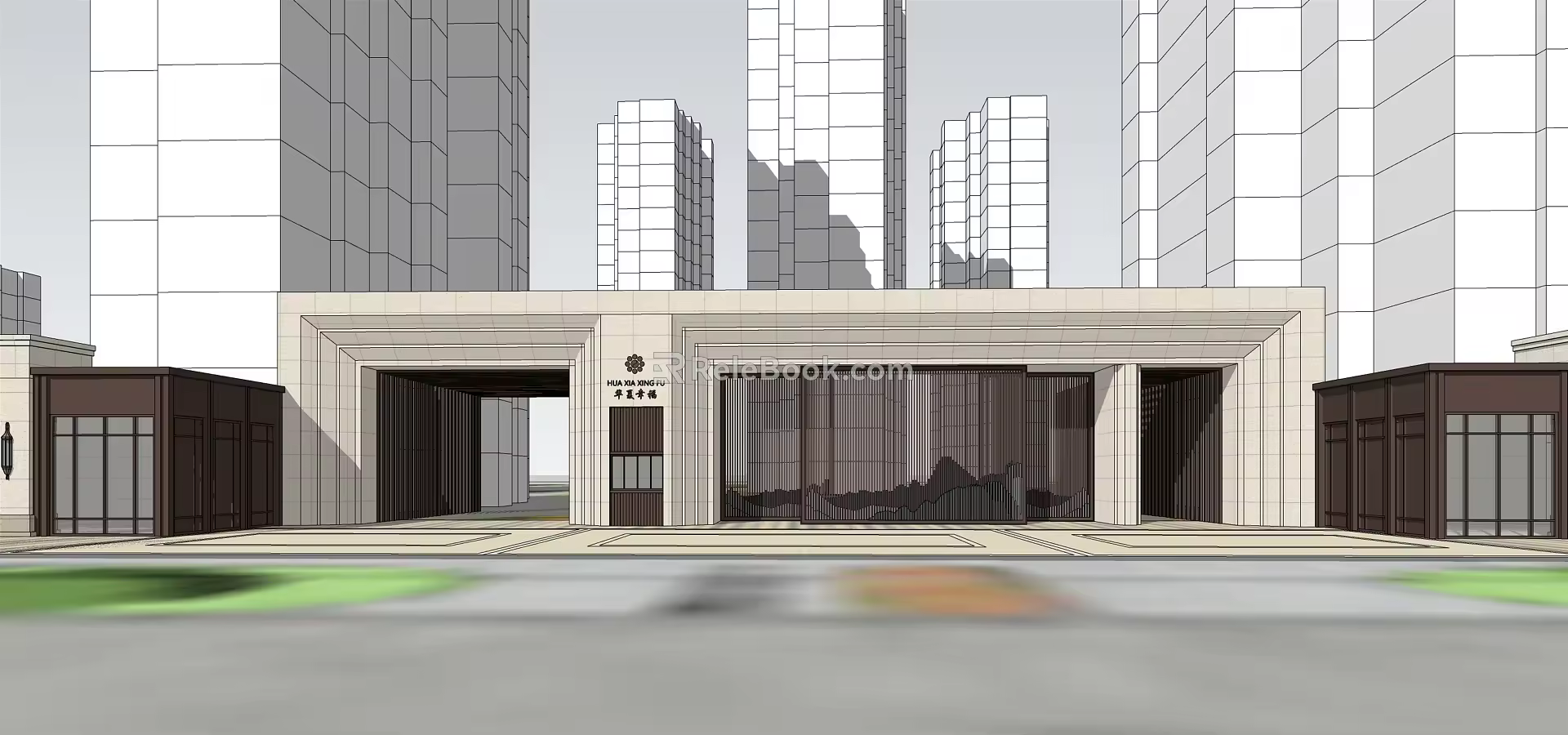 Modern Gate Community Gate 3d model