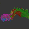 Fantasy Dragon Character With Green Red Spikes Scales And Curved Body Design