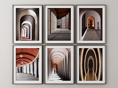 Inflatable Arch Themed Framed Art Prints With Corridor Scenes And Architectural Design 3d model