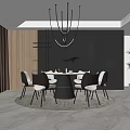 Modern Restaurant Interior With Round Dining Table Gray Chairs Chandeliers And Green Plants