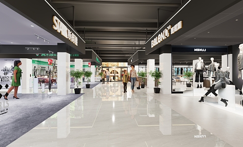 Modern shopping malls, shopping malls, department stores, supermarkets, stores, stalls, canteens, clothing stores 3d model