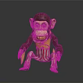 Monkey Figure Sitting With Brown Fur Yellow Vest Red White Striped Pants Holding Yellow Plates
