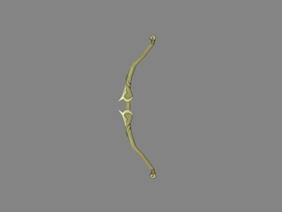 Golden Handcrafted Traditional Bow Ancient Weapon With Ornate Design And Curved Shape 3d model