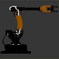 Automated Industrial Mechanical Arm With Orange Arm And Black Base Gripper