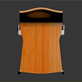 Modern Orange Wooden Chair With Curved Seat And White Metal Legs