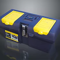 Blue and Yellow Hard Case Toolbox With Twin Lids Secure Lock Design 3d model